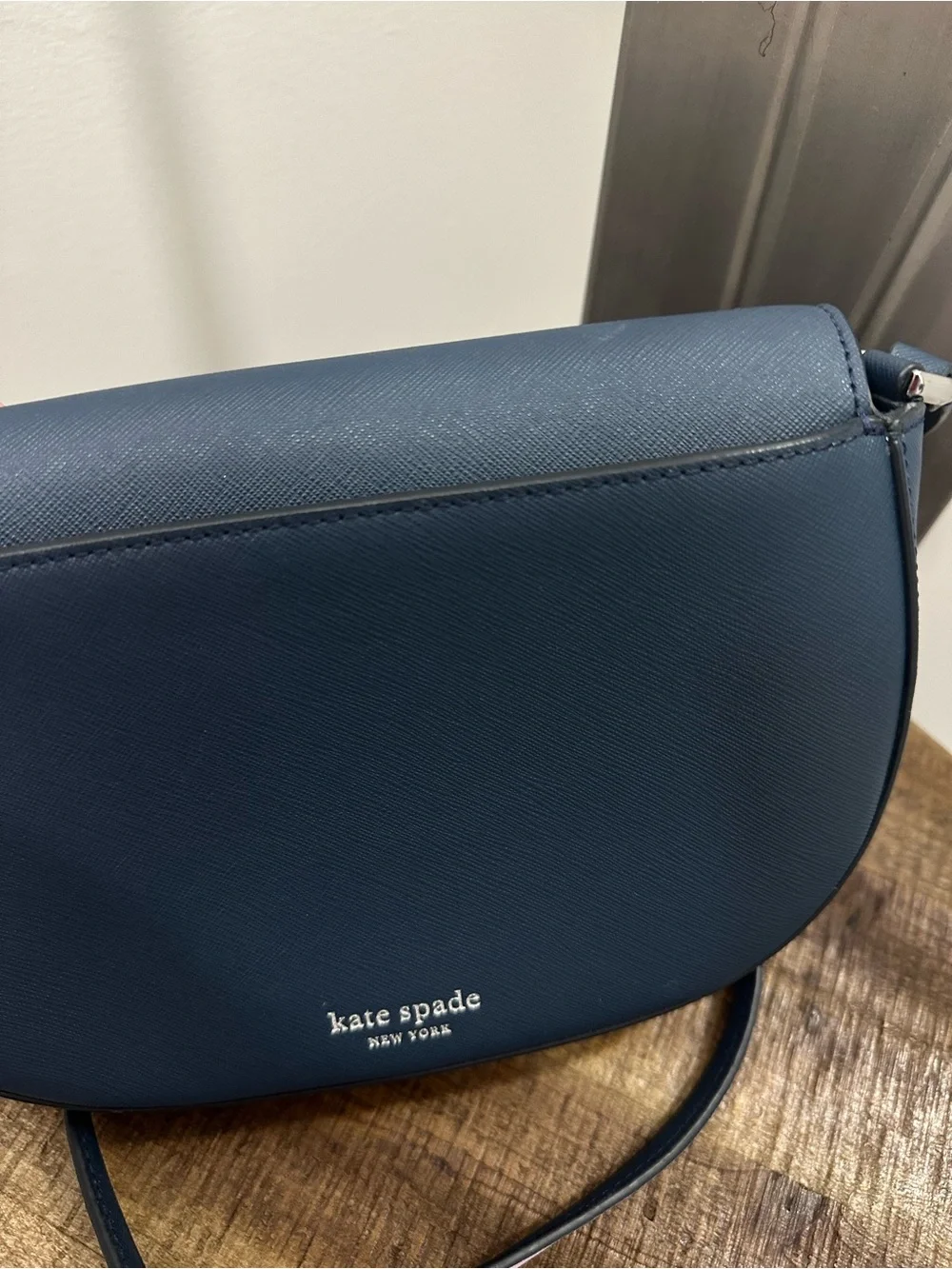 Kate Spade New York Blue Floral Appliqué Crossbody Bag | Saffiano Leather NWOT